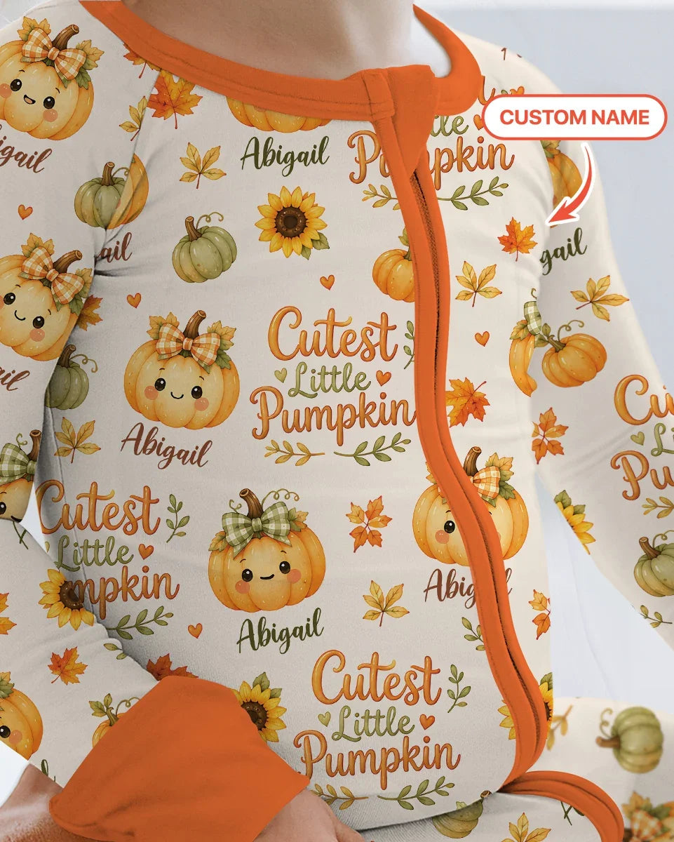 Custom Name Cutest Little Pumpkin Bamboo Convertible Zippy