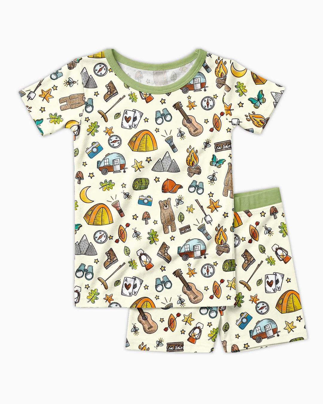 Love Camping Matching Family Bamboo Two Piece Short Sleeve Shorts Pajama Set