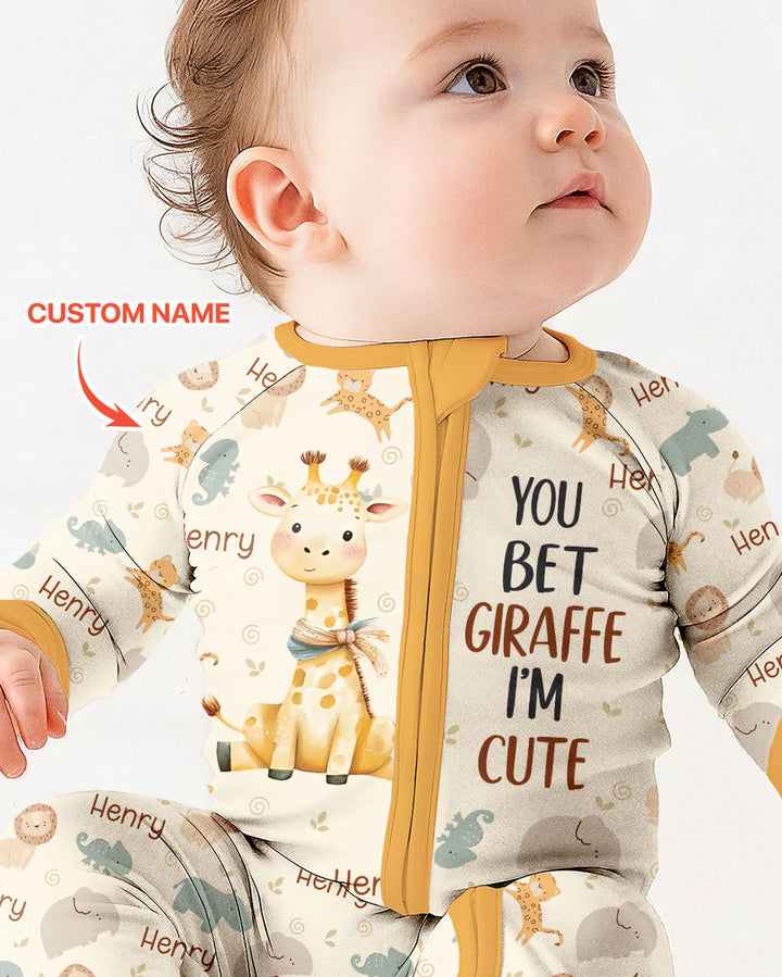 You Bet Giraffe I'm Cute Custom Name Bamboo Convertible Zippy