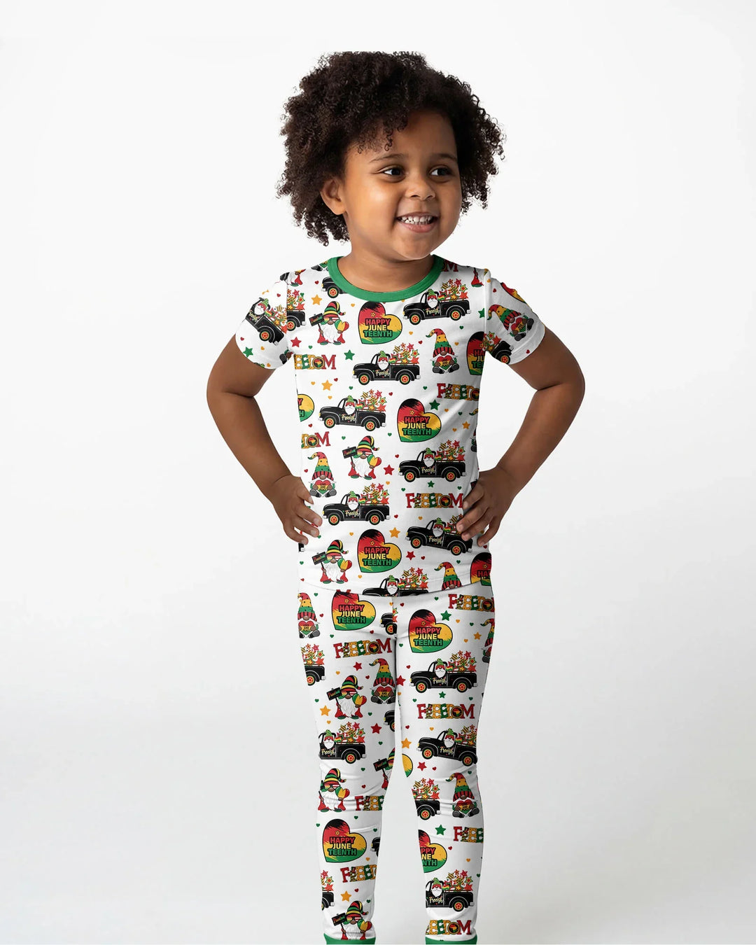 Gnome Happy Juneteenth Bamboo Two Piece Short Sleeve Pajama Set