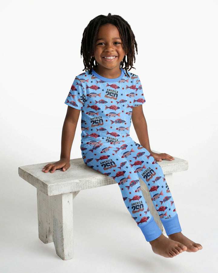 Conjunto de pijama de dos piezas de manga corta de bambú
