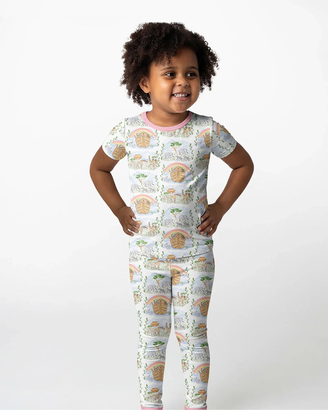 Noah And The Ark Bamboo Two Piece Short Sleeve Pajama Set