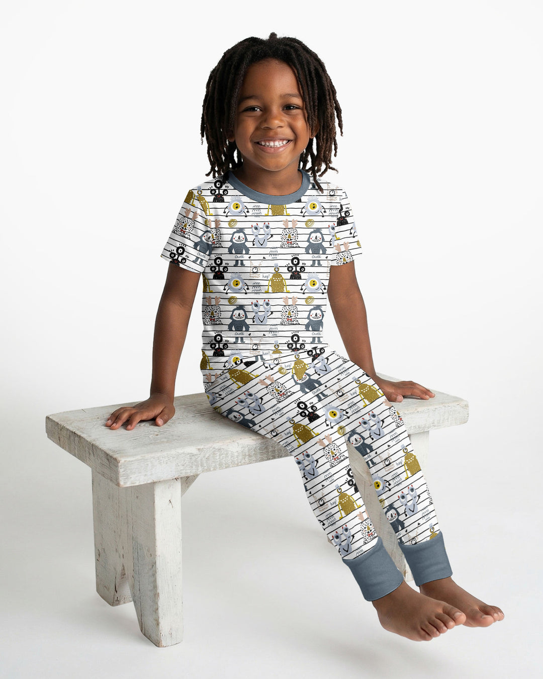Playful Monster Friends Bamboo Two Piece Short Sleeve Pajama Set