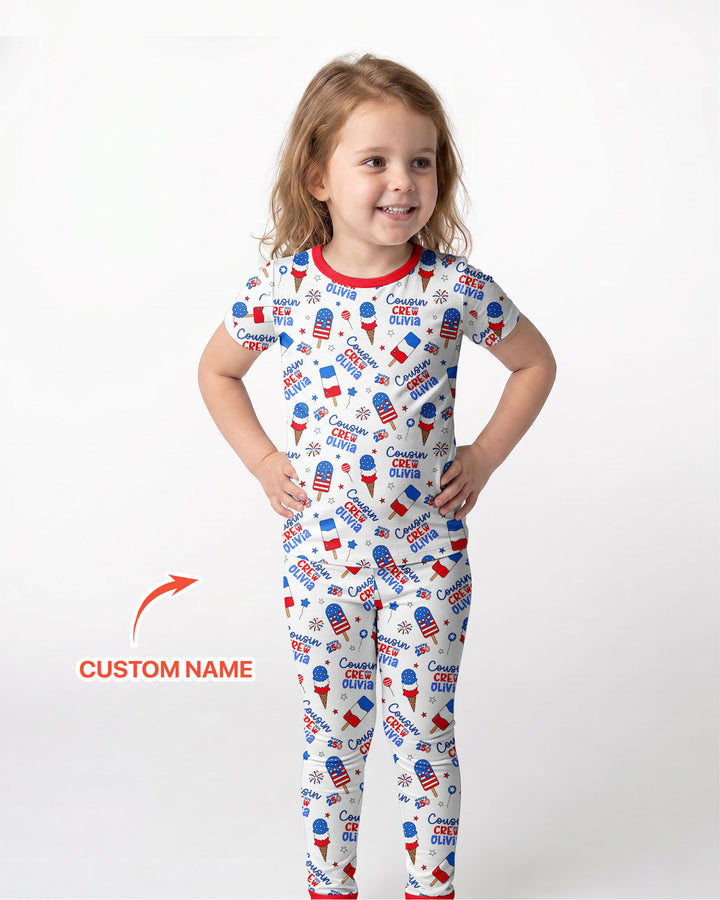 Conjunto de pijama de dos piezas de bambú de manga corta, plantilla personalizada