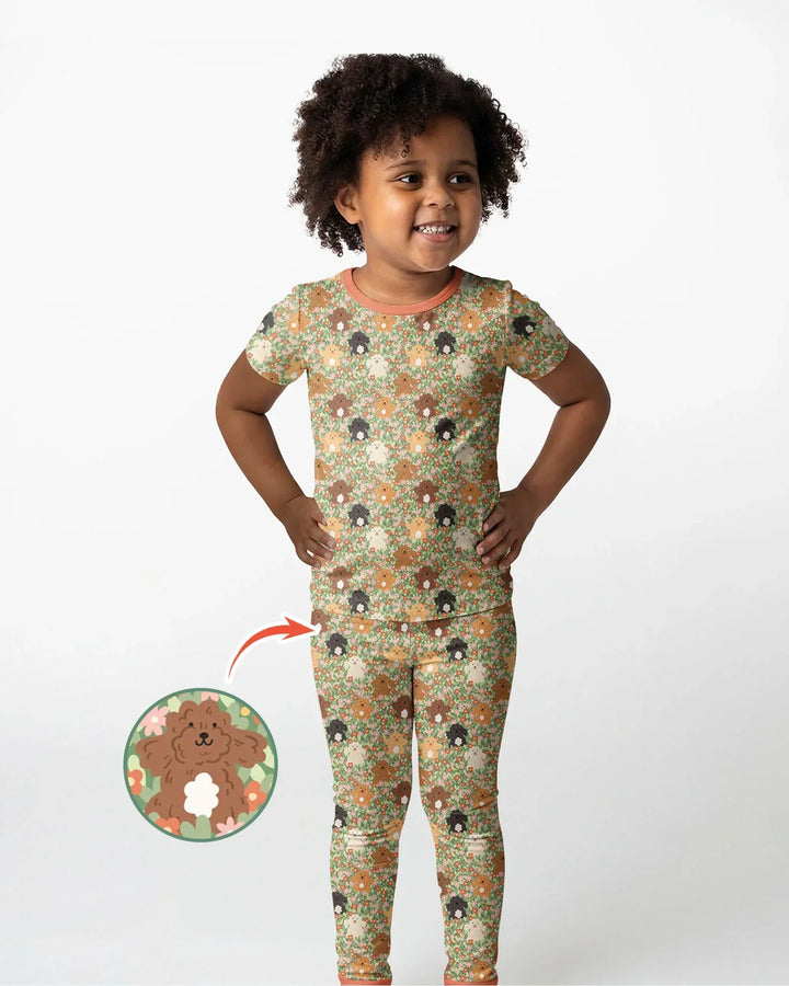 Puppy Garden Family Matching Bamboo Two Piece Short Sleeve Pajama Set