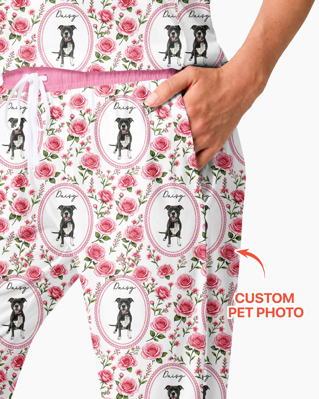 Custom Pet Photo Flower Garden Bamboo Women Pajama Set