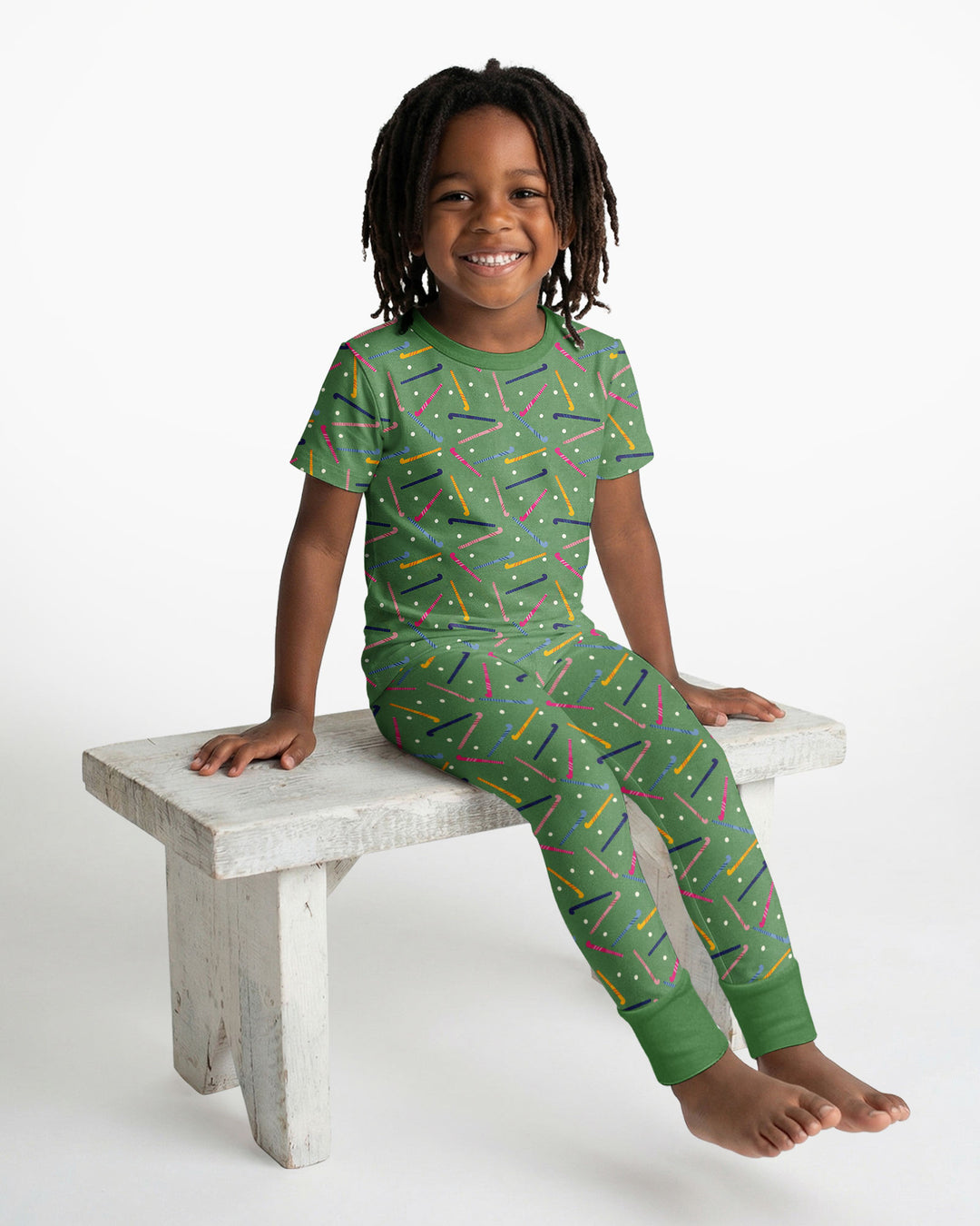 Field Hockey Fun Bamboo Two Piece Short Sleeve Pajama Set
