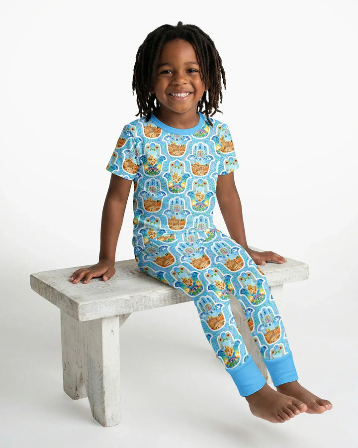 Conjunto de pijama de dos piezas de manga corta de bambú