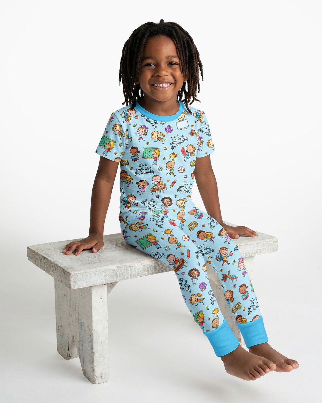 Little Learners Adventure Bamboo Two Piece Short Sleeve Pajama Set