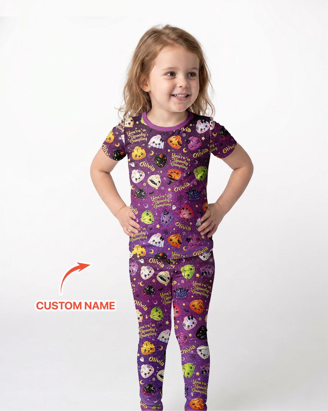 Custom Name You're A Spooky Dumpling Bamboo Two Piece Short Sleeve Pajama Set
