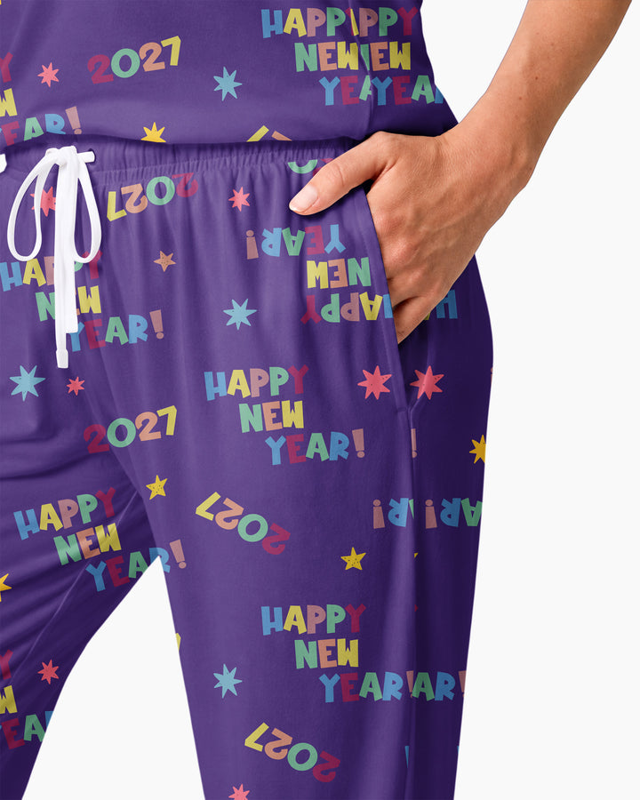 Retro Happy New Year 2027 Bamboo Women Pajama Set