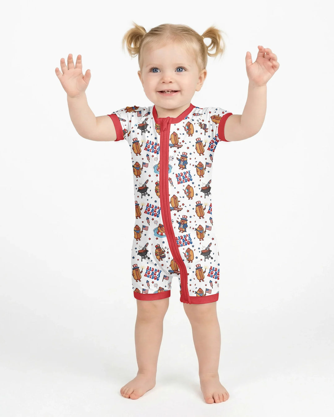 Hot Dog Patriotic Bamboo Shorty Zippy