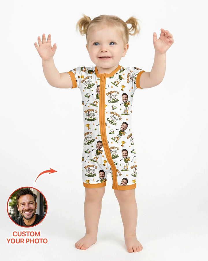 Custom Photo Daddy's Little Caddie Daddy & Me Matching Bamboo Shorty Zippy