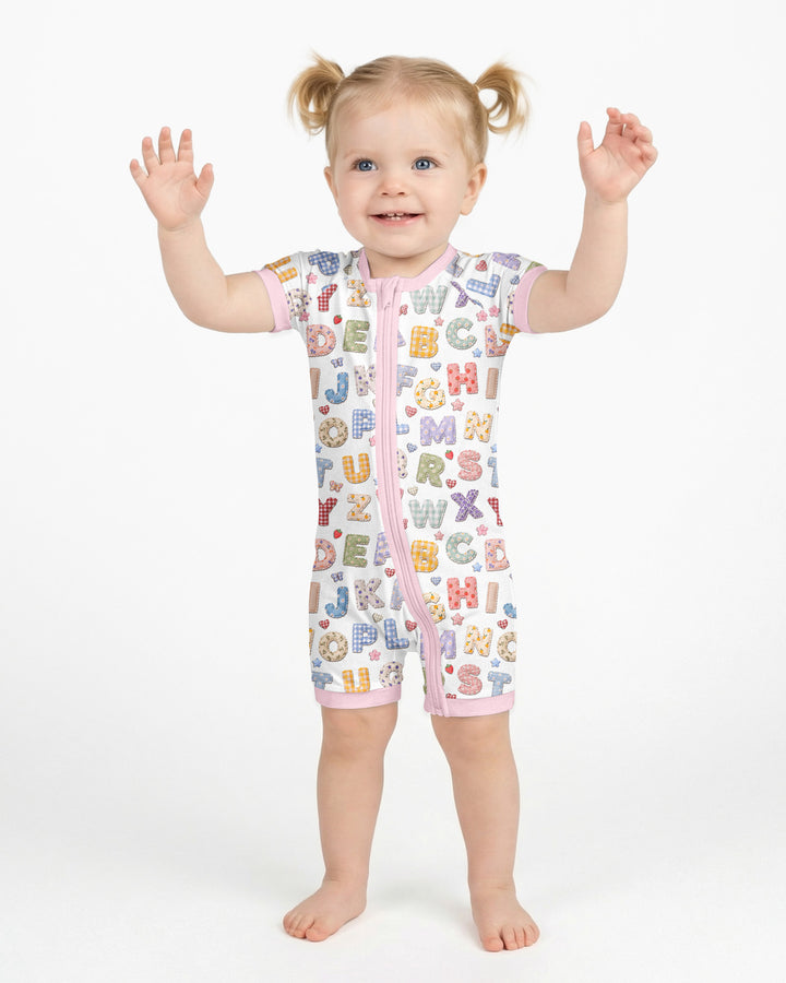 Fabric Alphabet Letters Bamboo Shorty Zippy