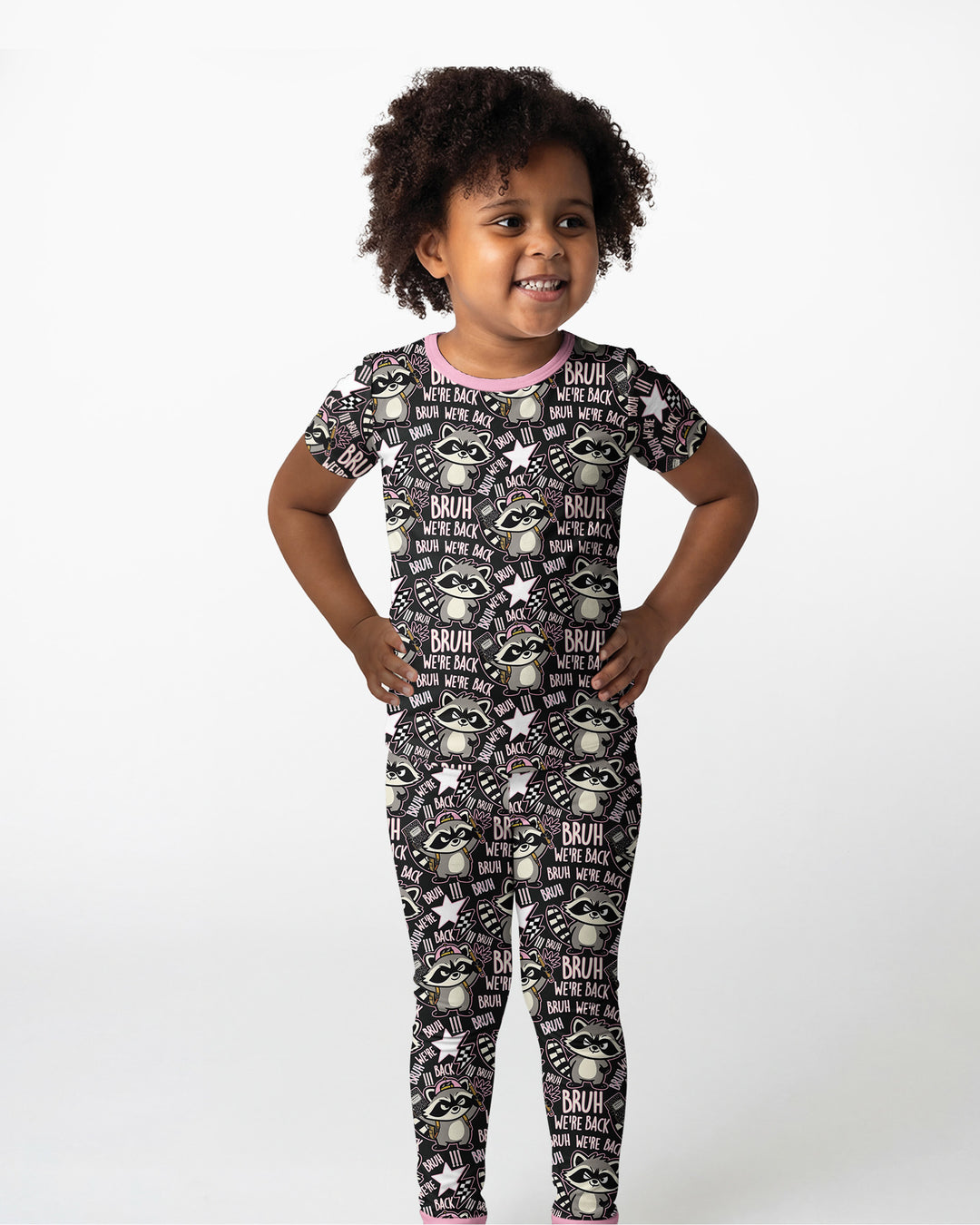 Conjunto de pijama de dos piezas de bambú con mangas cortas Hamsa Heart Guardians para la familia