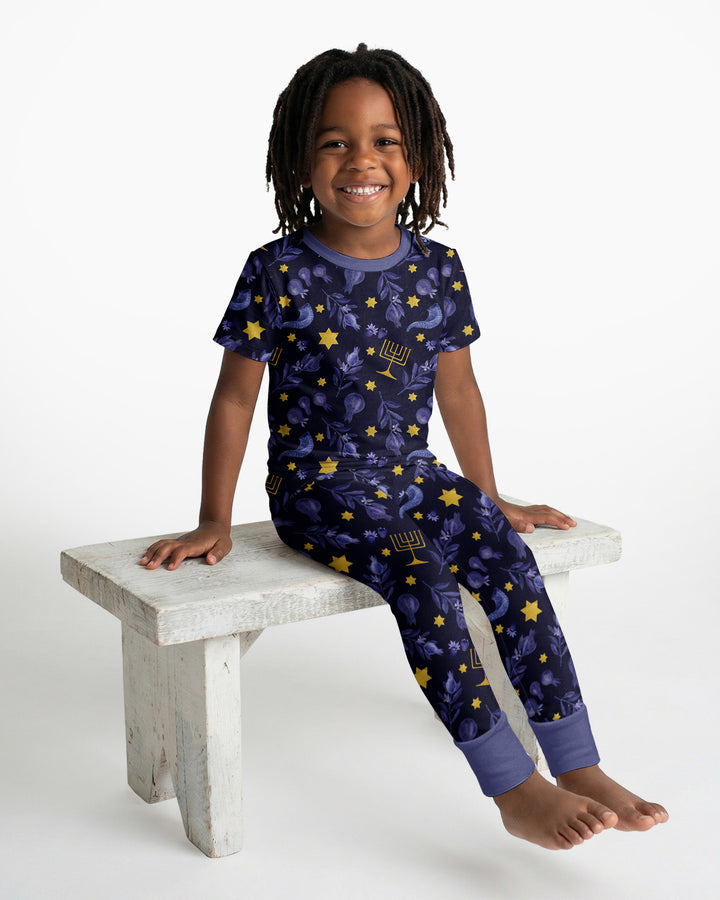Rosh Hashanah Night Family Matching Bamboo Two Piece Short Sleeve Pajama Set