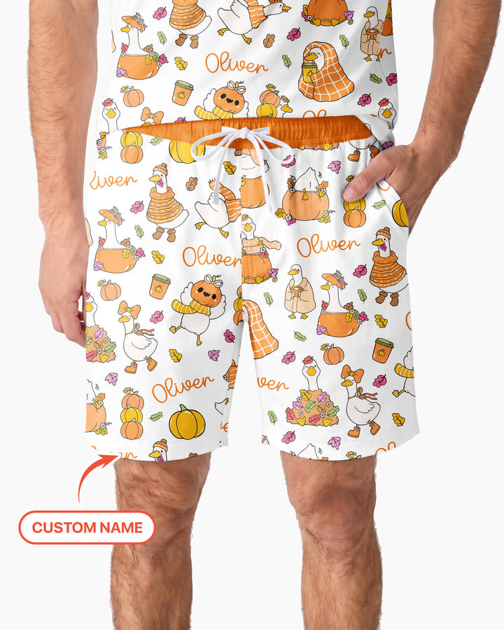 Fall Silly Goose Bamboo Men Short Sleeve Short Pajama Set