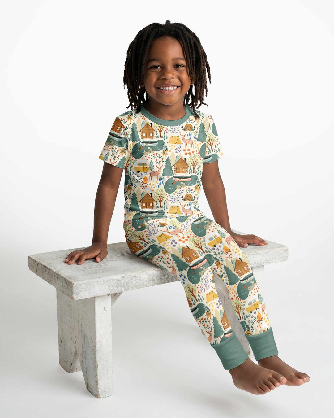 Conjunto de pijama de dos piezas de manga corta de bambú