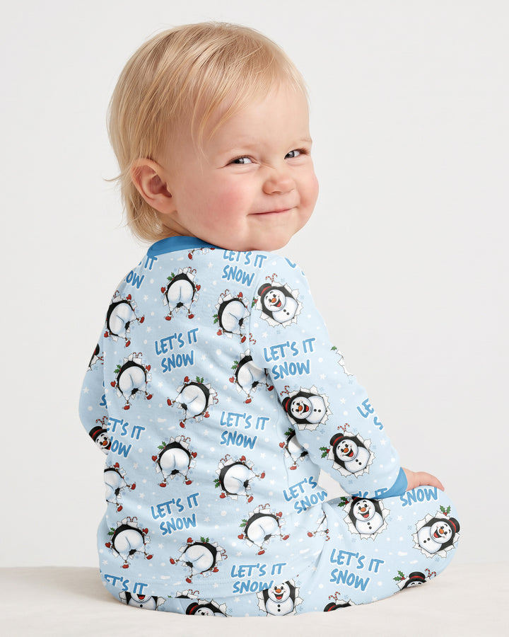 Funny Snowman Bamboo Two Piece Long Sleeve Pajama Set