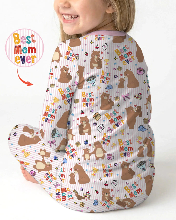 Best Mama Bear Ever Family Matching Bamboo Two Piece Long Sleeve Pajama Set