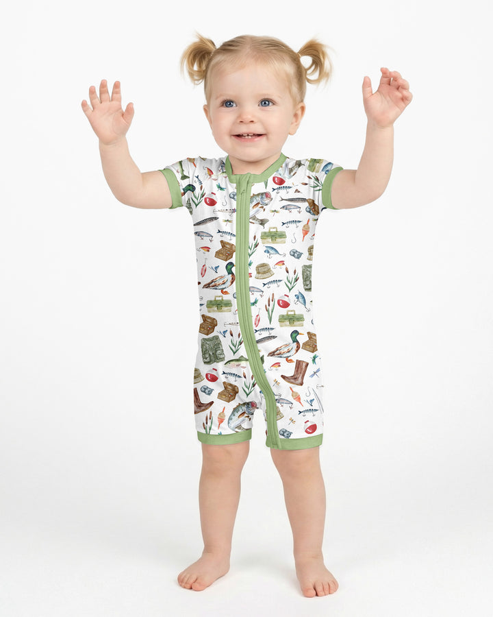 Daddy's Fishing Buddy Daddy& Me Matching Bamboo Shorty Zippy