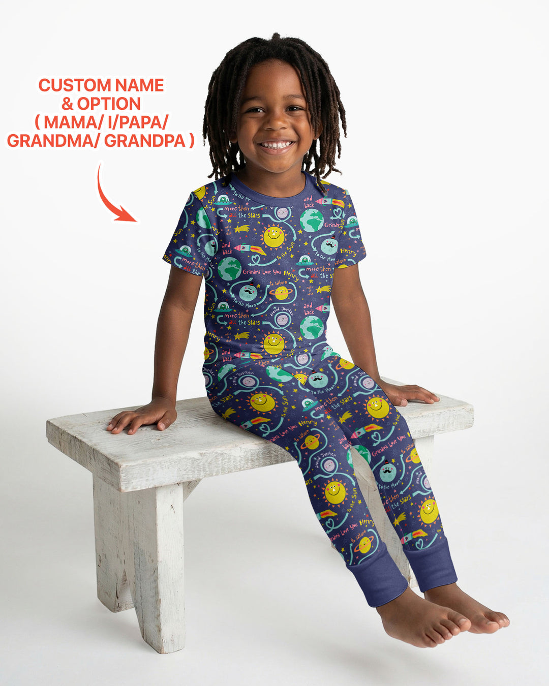 Love to the Moon and Back  Bamboo Two Piece Short Sleeve Pajama Set