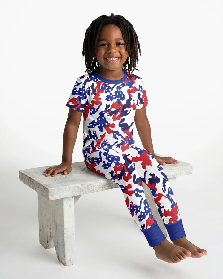 Patriot Camo Daddy & Me Matching Bamboo Two Piece Short Sleeve Pajama Set