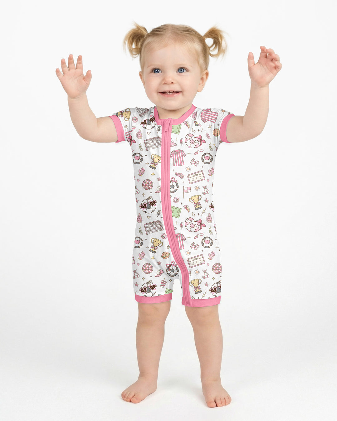 Pink Girly Soccer Coquette Bamboo Shorty Zippy