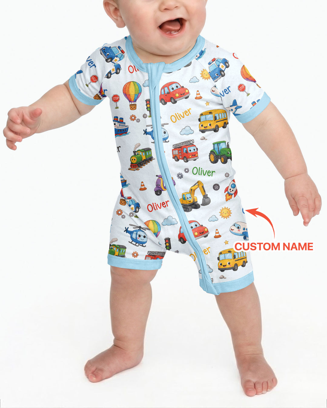 Plantilla PERSONALIZADA de Bambú Pijama Corto con Cremallera