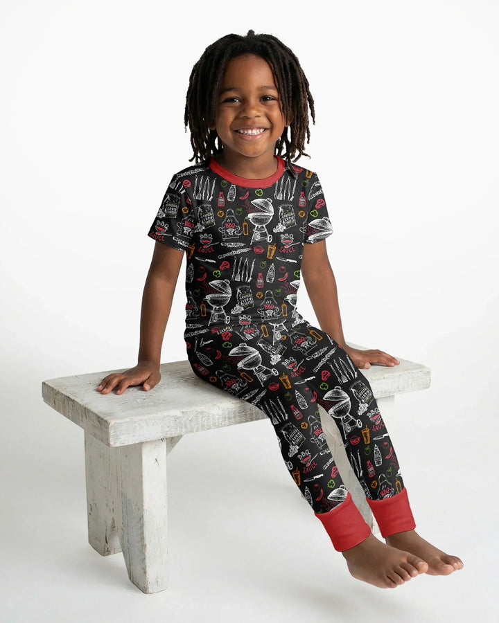 Backyard BBQ Party Family Matching Bamboo Two Piece Short Sleeve Pajama Set