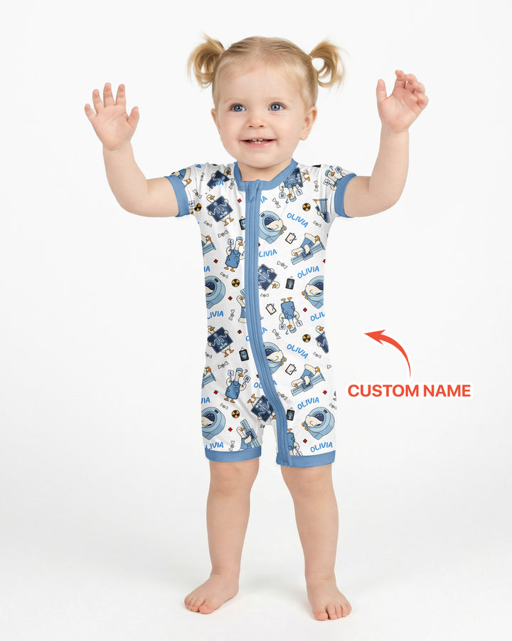 Plantilla PERSONALIZADA de Bambú Pijama Corto con Cremallera