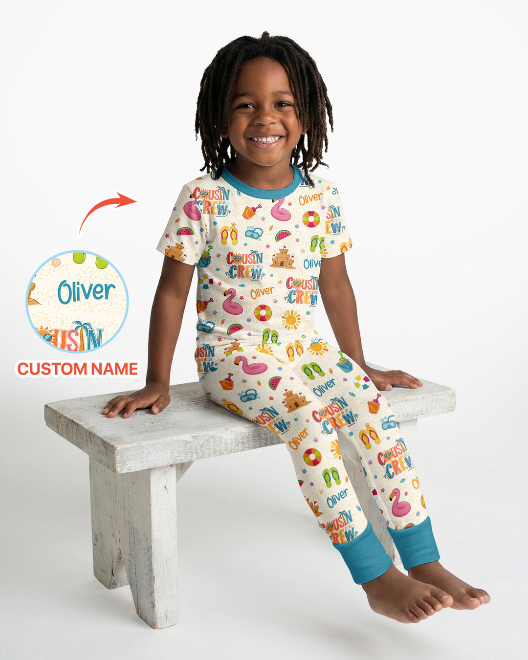 Conjunto de pijama de dos piezas de bambú de manga corta, plantilla personalizada