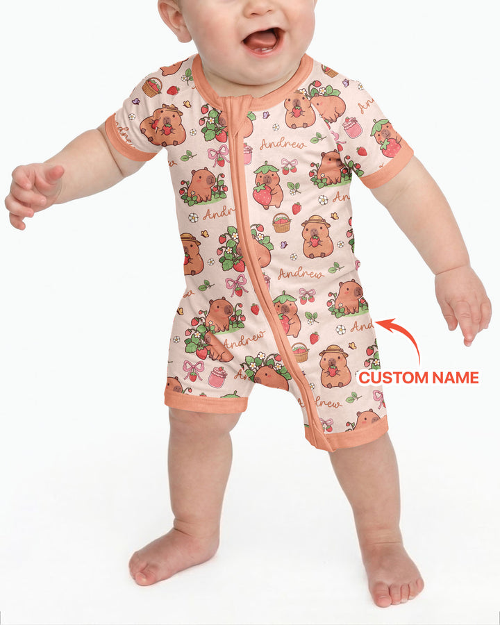 Custom Name Capybara Strawberry Bamboo Shorty Zippy