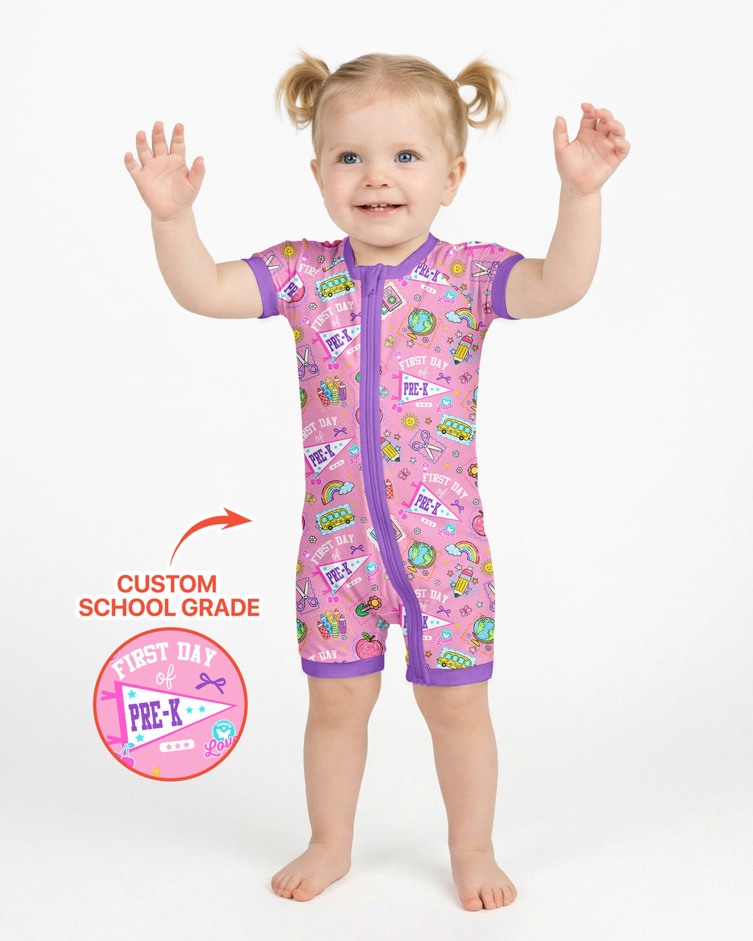 Plantilla PERSONALIZADA de Bambú Pijama Corto con Cremallera