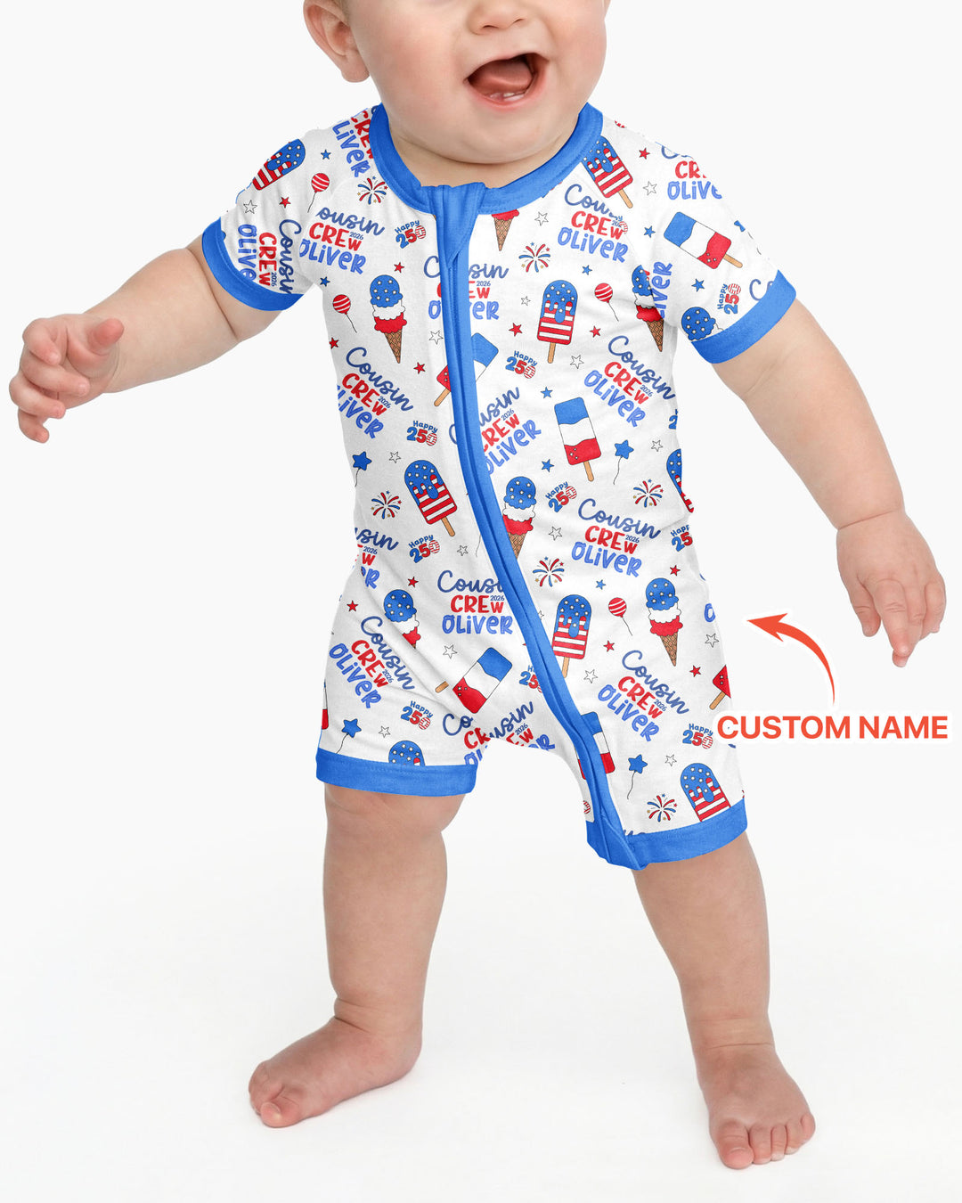 Plantilla PERSONALIZADA de Bambú Pijama Corto con Cremallera