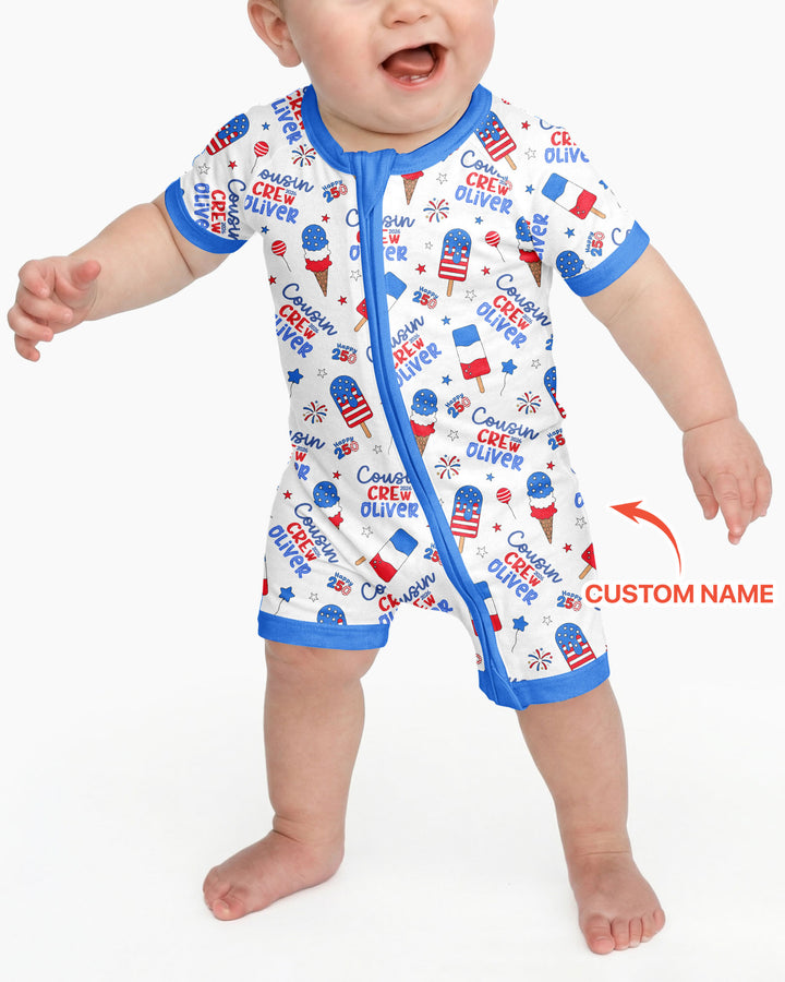 Plantilla PERSONALIZADA de Bambú Pijama Corto con Cremallera