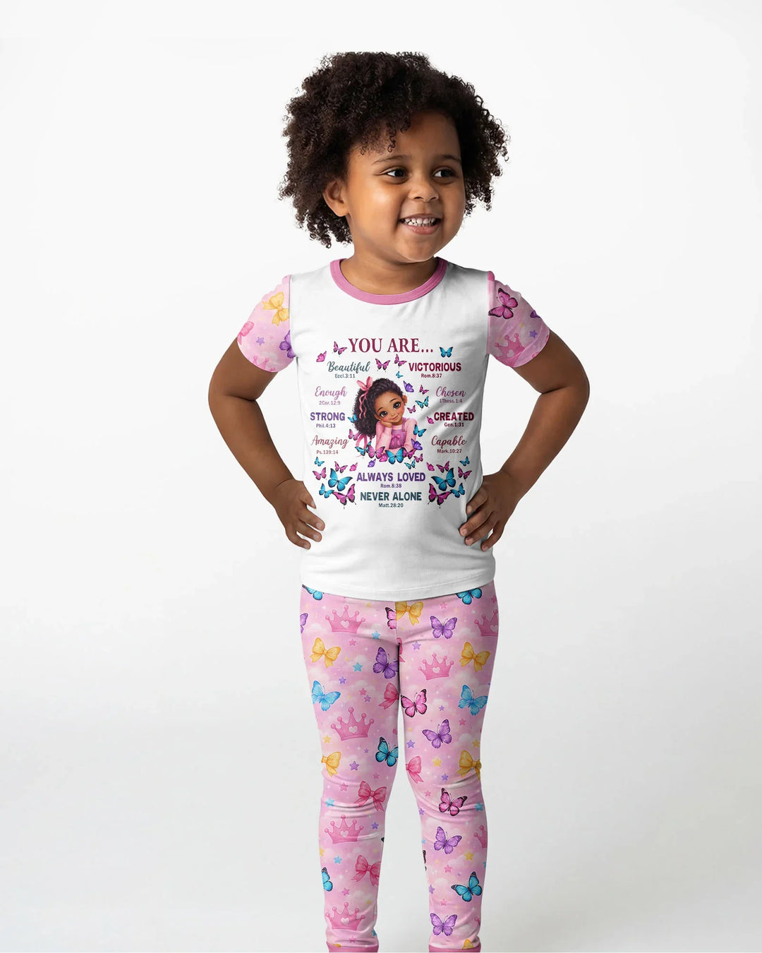 Black Girl Religious You Are Beautiful Bamboo Two Piece Short Sleeve Pajama Set