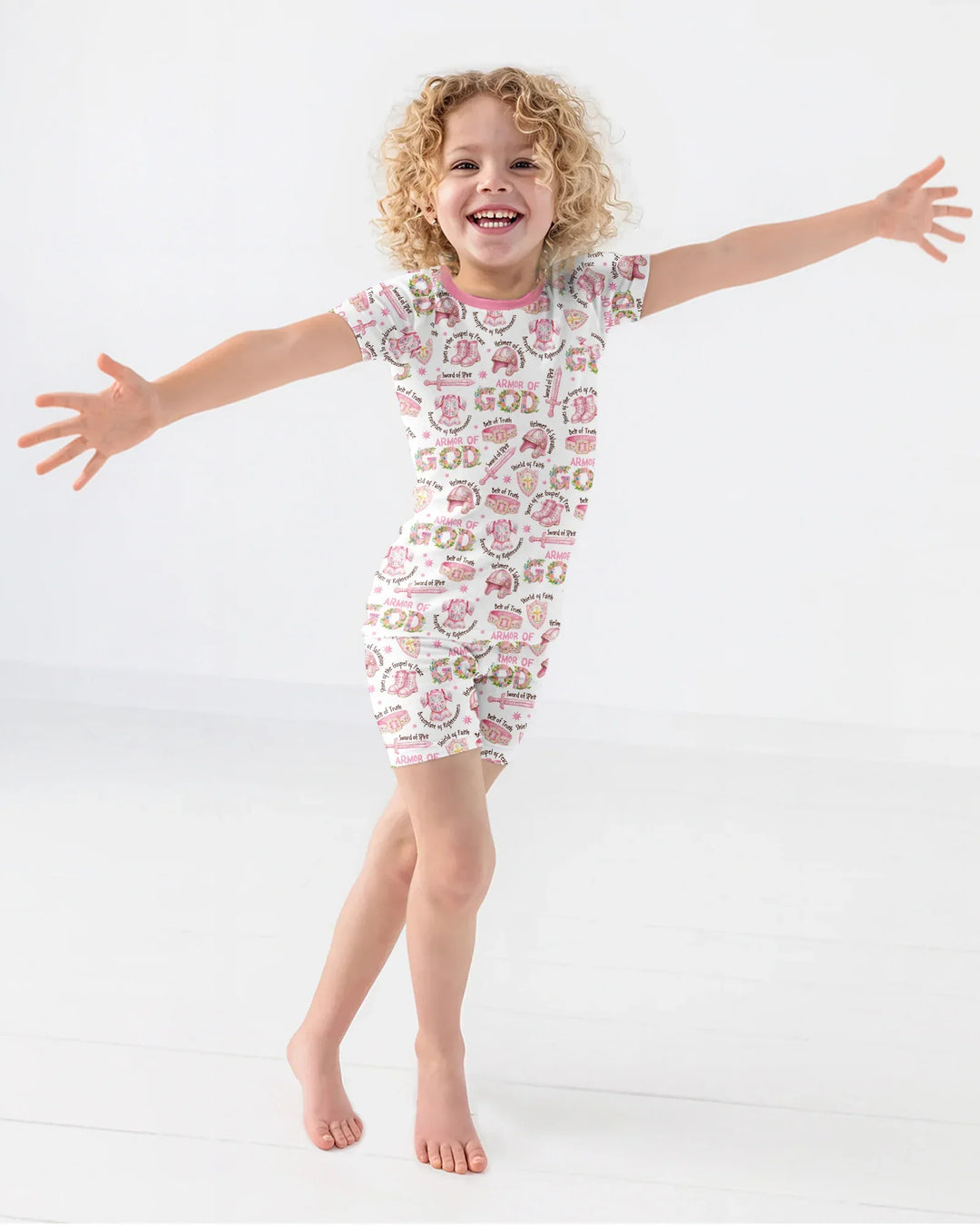 Put On The Full Armor Of God Bamboo Two Piece Short Sleeve Shorts Pajama Set