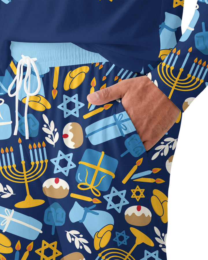 Oy to the World Hanukkah Bamboo Men's Pajama Set