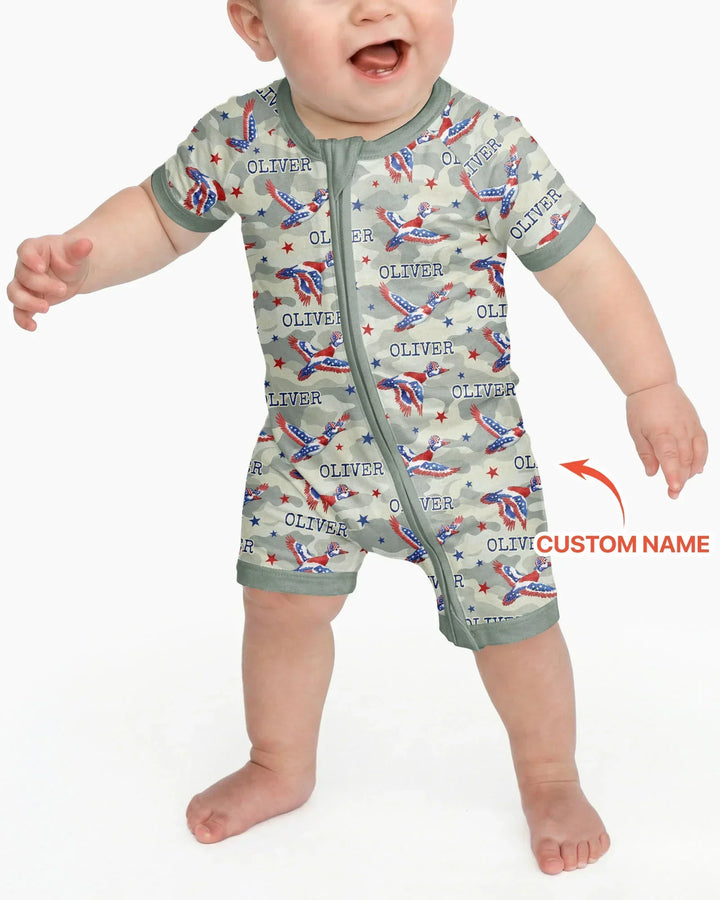 Plantilla PERSONALIZADA de Bambú Pijama Corto con Cremallera
