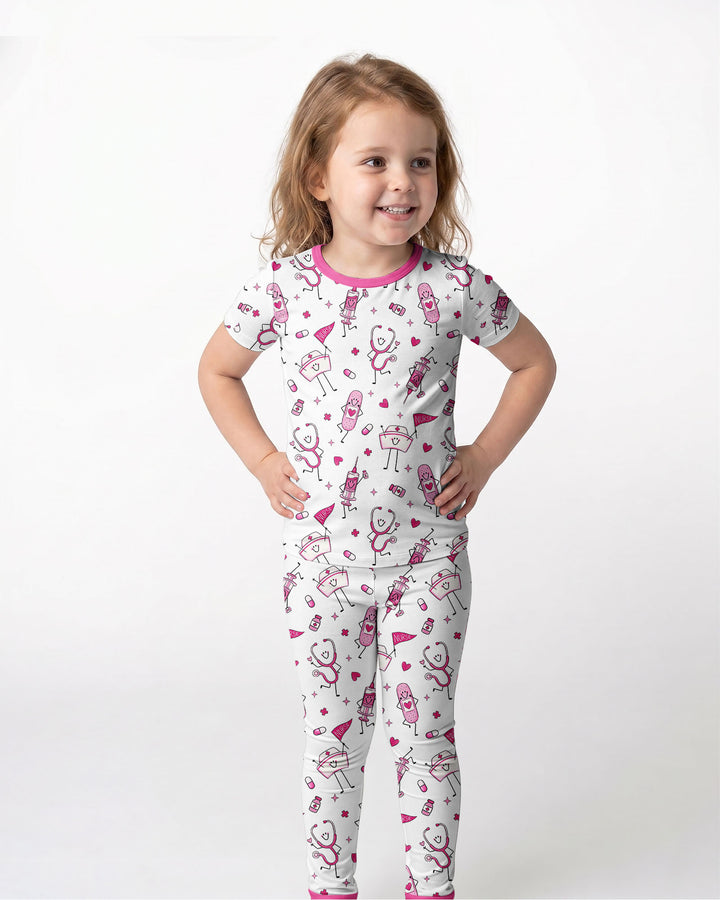 Cute Nurse Crew Bamboo Two Piece Short Sleeve Pajama Set