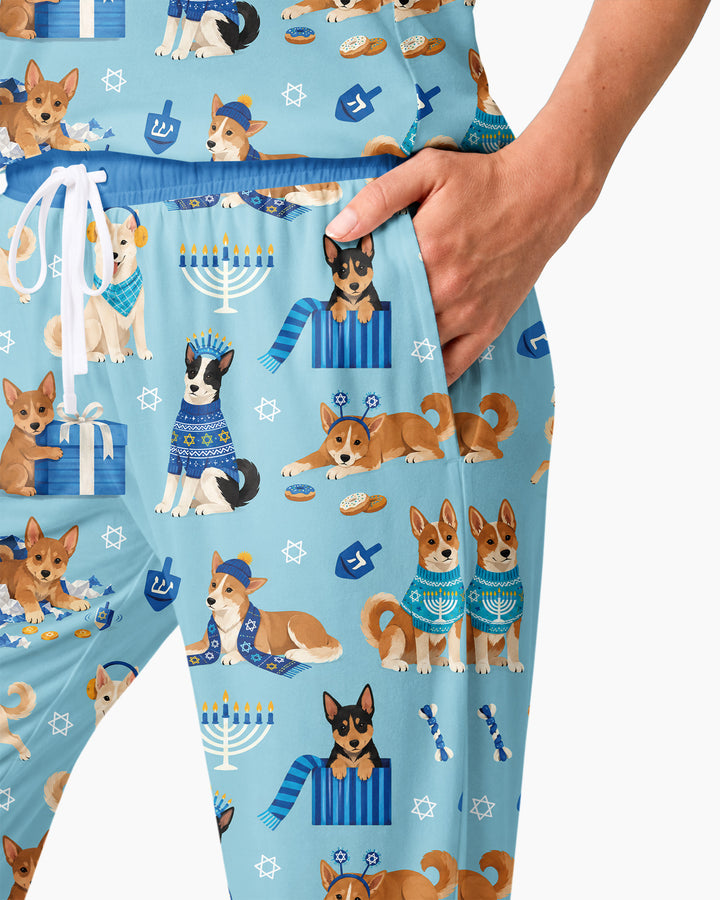 Hannukkah Protected by A Canaan Dog Bamboo Women Pajama Set