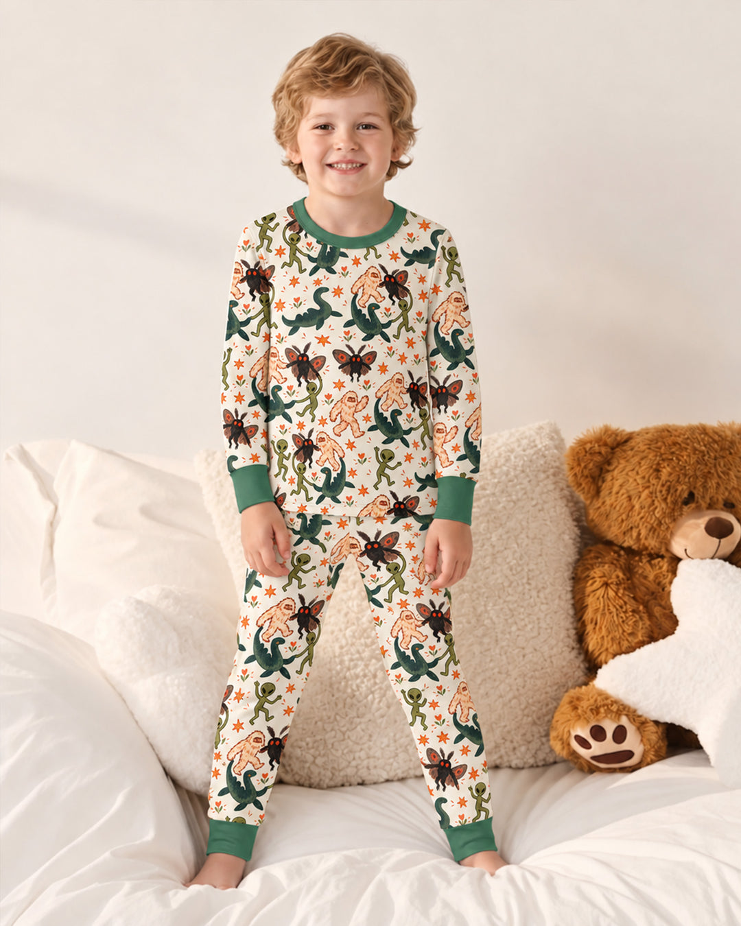 Dancing Cryptids Bamboo Two Piece Long Sleeve Pajama Set
