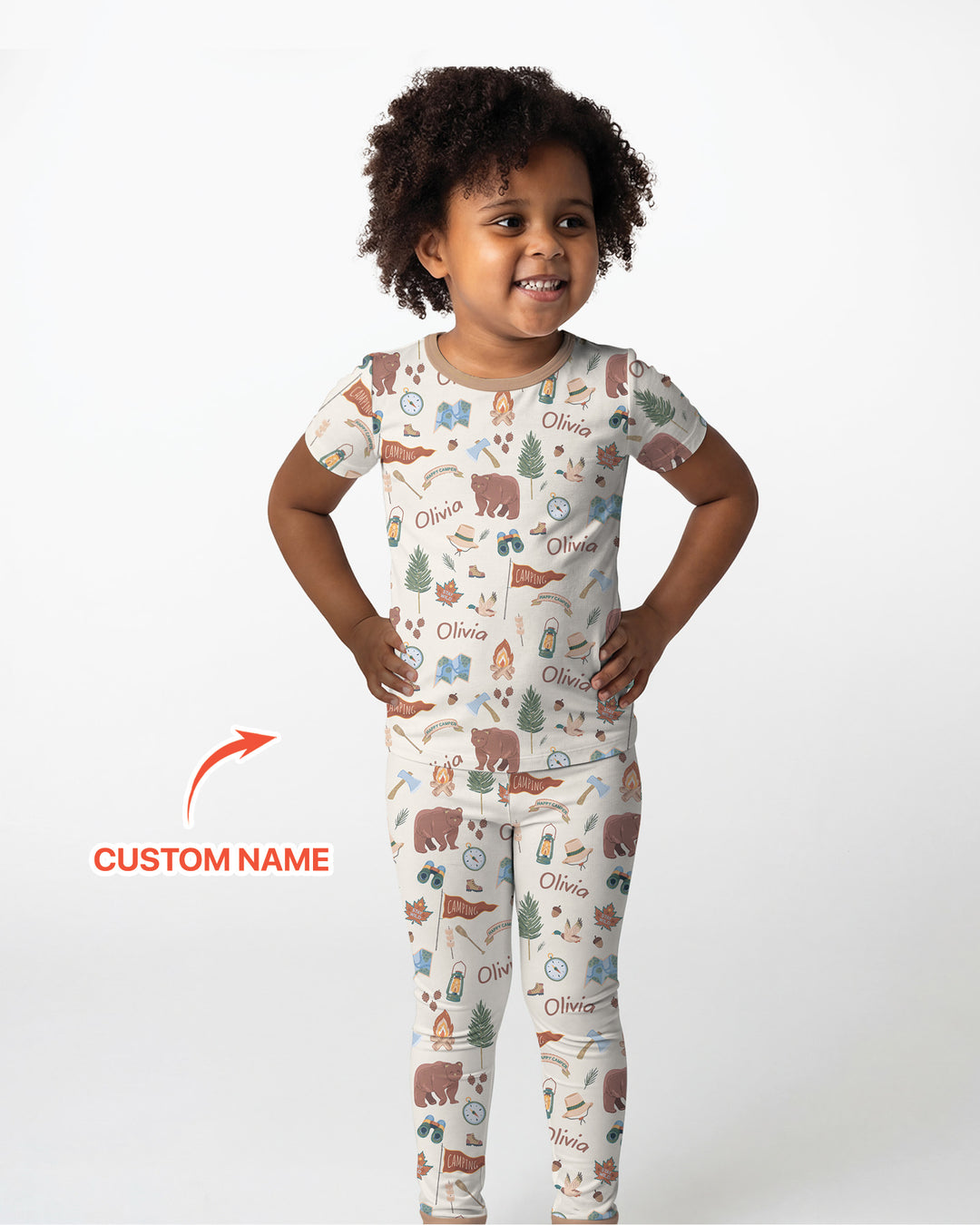 Conjunto de pijama de dos piezas de bambú de manga corta, plantilla personalizada