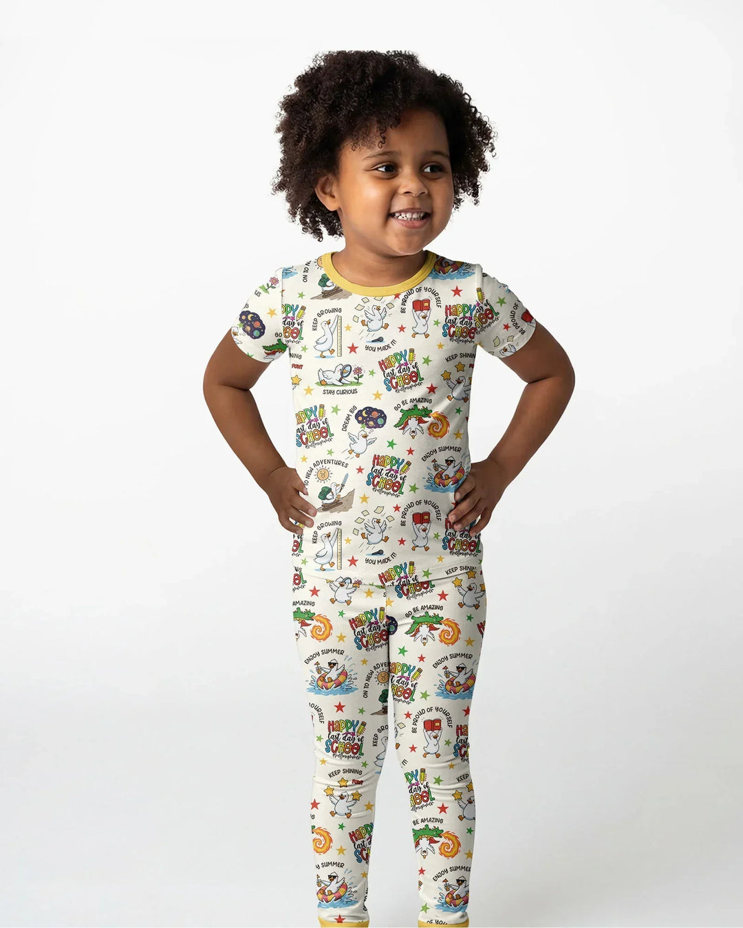 Silly Goose Happy Last Day of School Bamboo Two Piece Short Sleeve Pajama Set