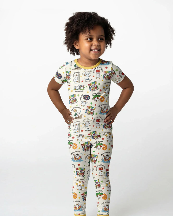 Silly Goose Happy Last Day of School Bamboo Two Piece Short Sleeve Pajama Set