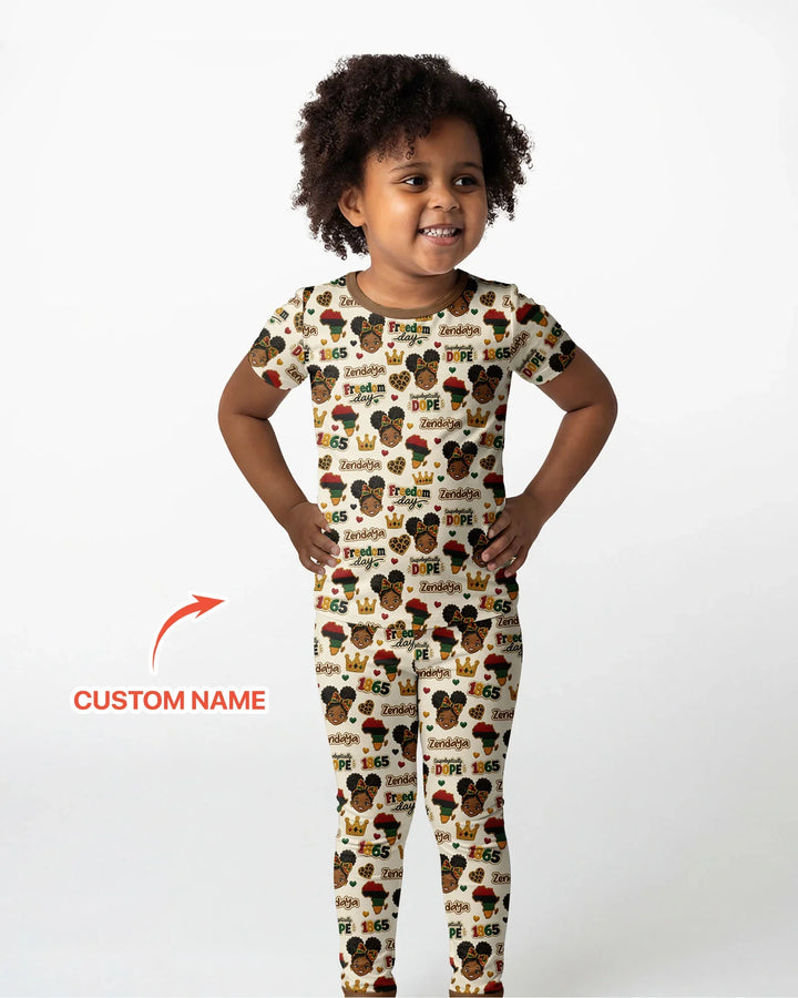 Conjunto de pijama de dos piezas de bambú de manga corta, plantilla personalizada