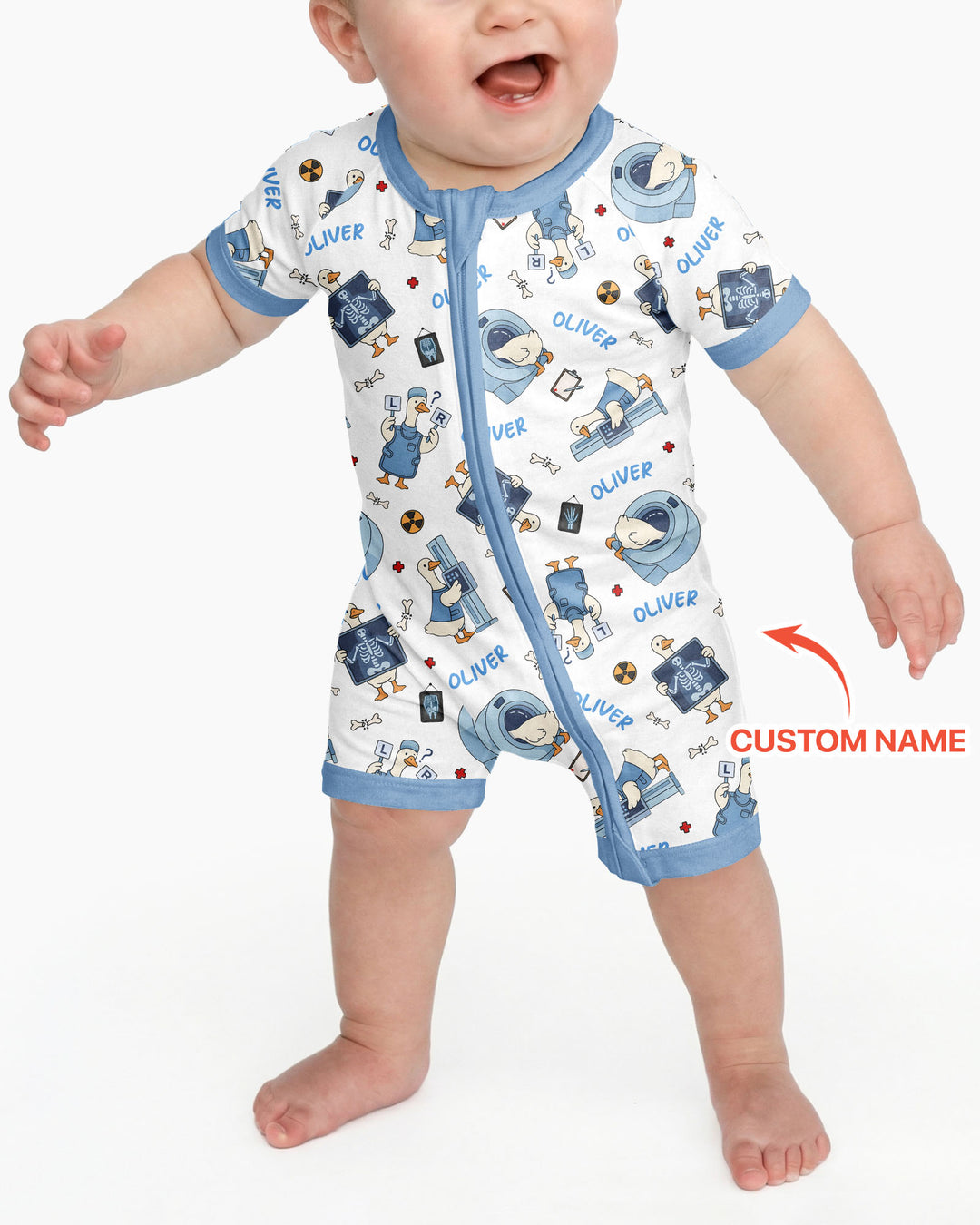 Plantilla PERSONALIZADA de Bambú Pijama Corto con Cremallera