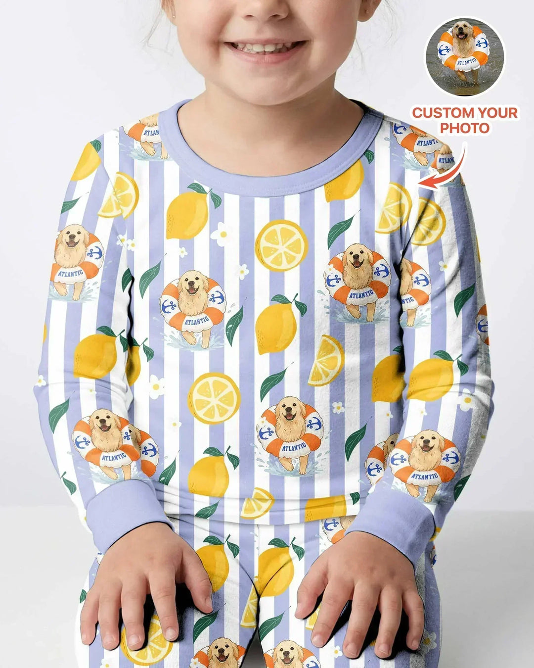 Zweiteiliges Langarm-Pyjama-Set mit Sommerfrüchten