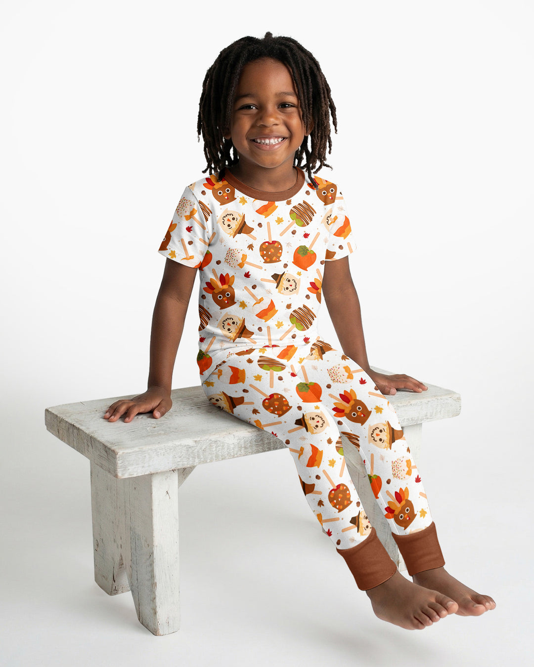 Fall Caramel Apple Family Matching Bamboo Two Piece Short Sleeve Pajama Set